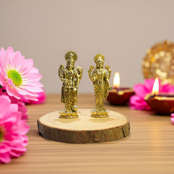 Brass Lord Vishnu Laxmi (3.5' Inch)