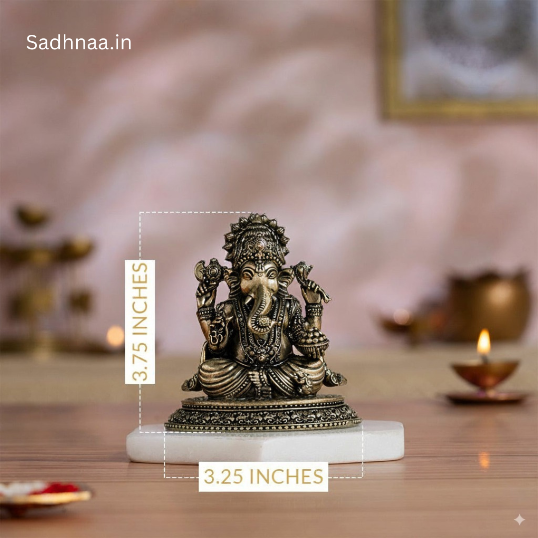 Sadhnaa Brass Sitting Ganesha Murti (4 Inch)