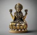 Brass Lakshmi Idol Sitting on Lotus (3 Inch) - Sadhnaa