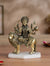 Brass 8 Armed Maa Durga Idol Sitting on Lion (5 Inch)