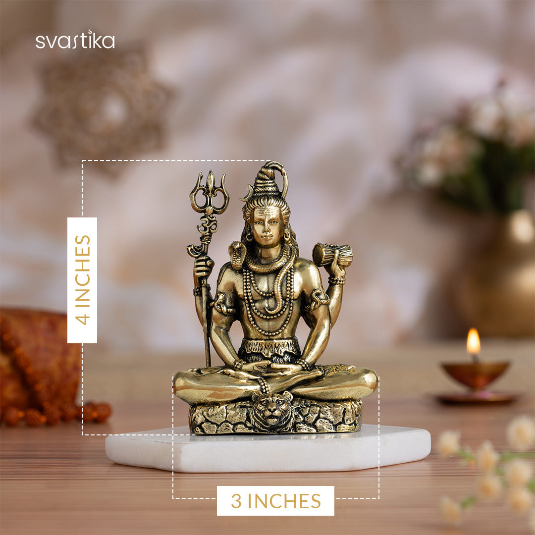 Brass Lord Shiva Meditating Idol (4 Inch)