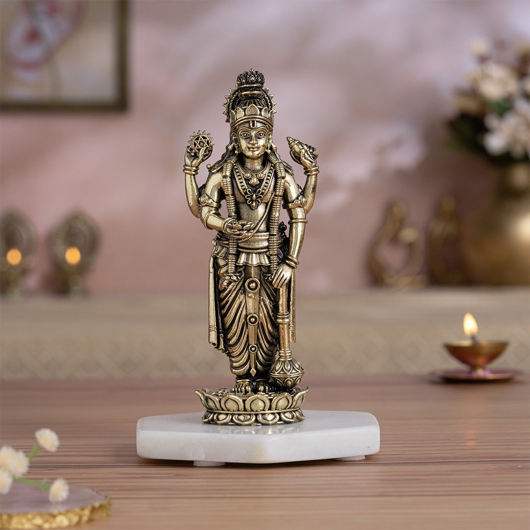 Brass Standing Lord Vishnu Murti (6 Inch) - Sadhnaa
