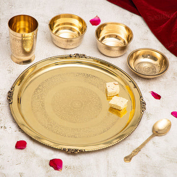 Pure Brass Luxury Bhog Thali Set (12.5 Inch)