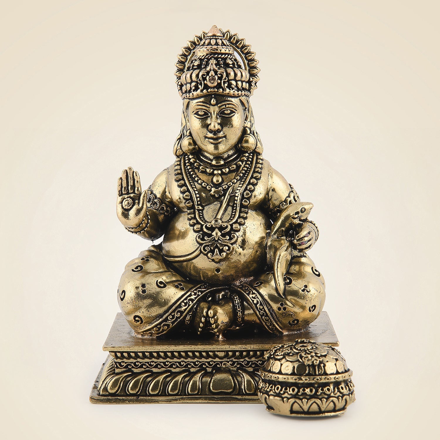 Handcrafted Pure Brass God Kuber Artisan - Superfine Lightweight 5"