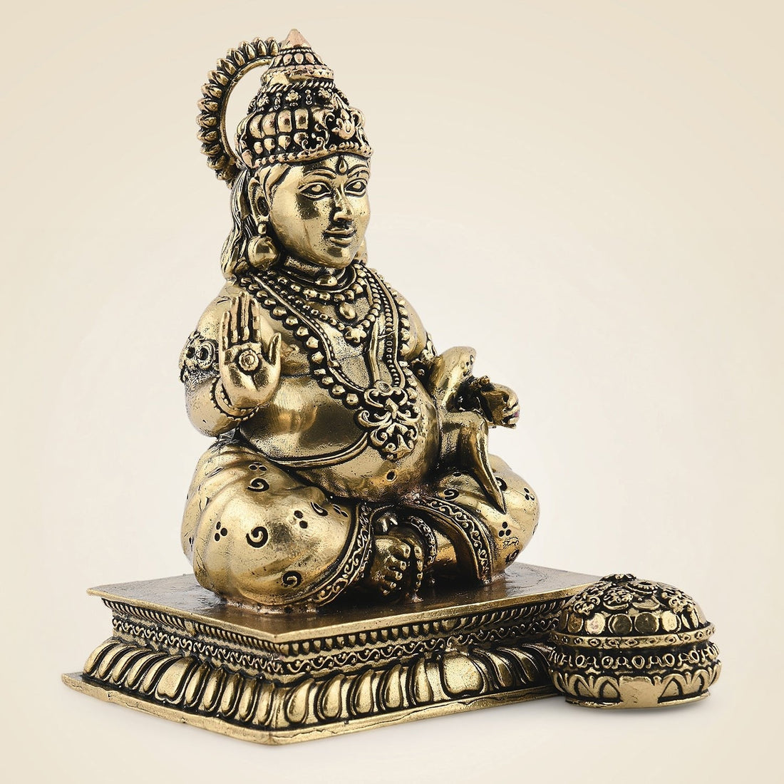 Handcrafted Pure Brass God Kuber Artisan - Superfine Lightweight 5"