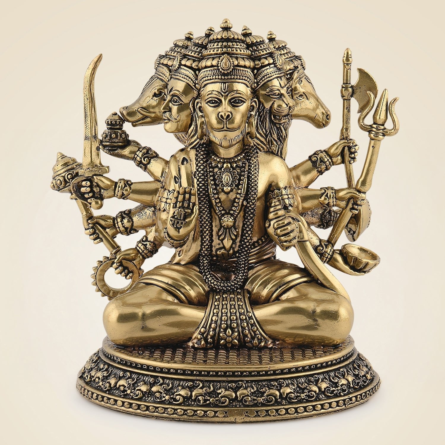 6" Panchmukhi Hanuman Idol – Pure Brass Handcrafted Murti