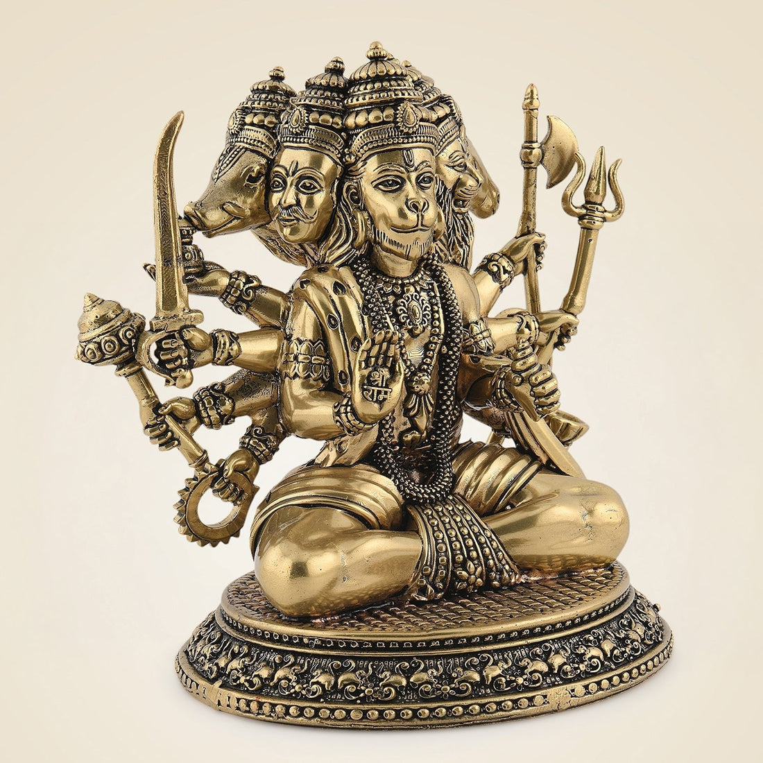 6" Panchmukhi Hanuman Idol – Pure Brass Handcrafted Murti