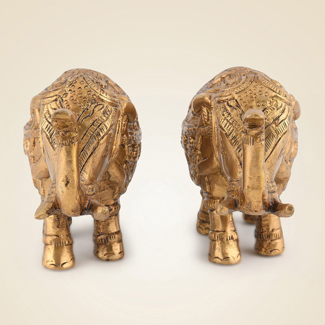 Brass Elephant Pair 3 Inch Handcrafted Vastu Decor Showpiece for Home & Office