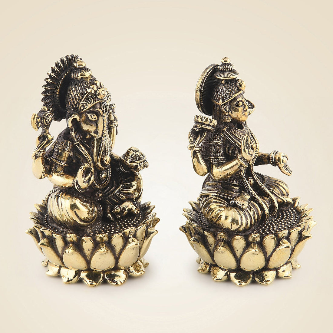 Lakshmi Ganesh Brass Idol 3" – Handcrafted Superfine Lightweight Divine Decor