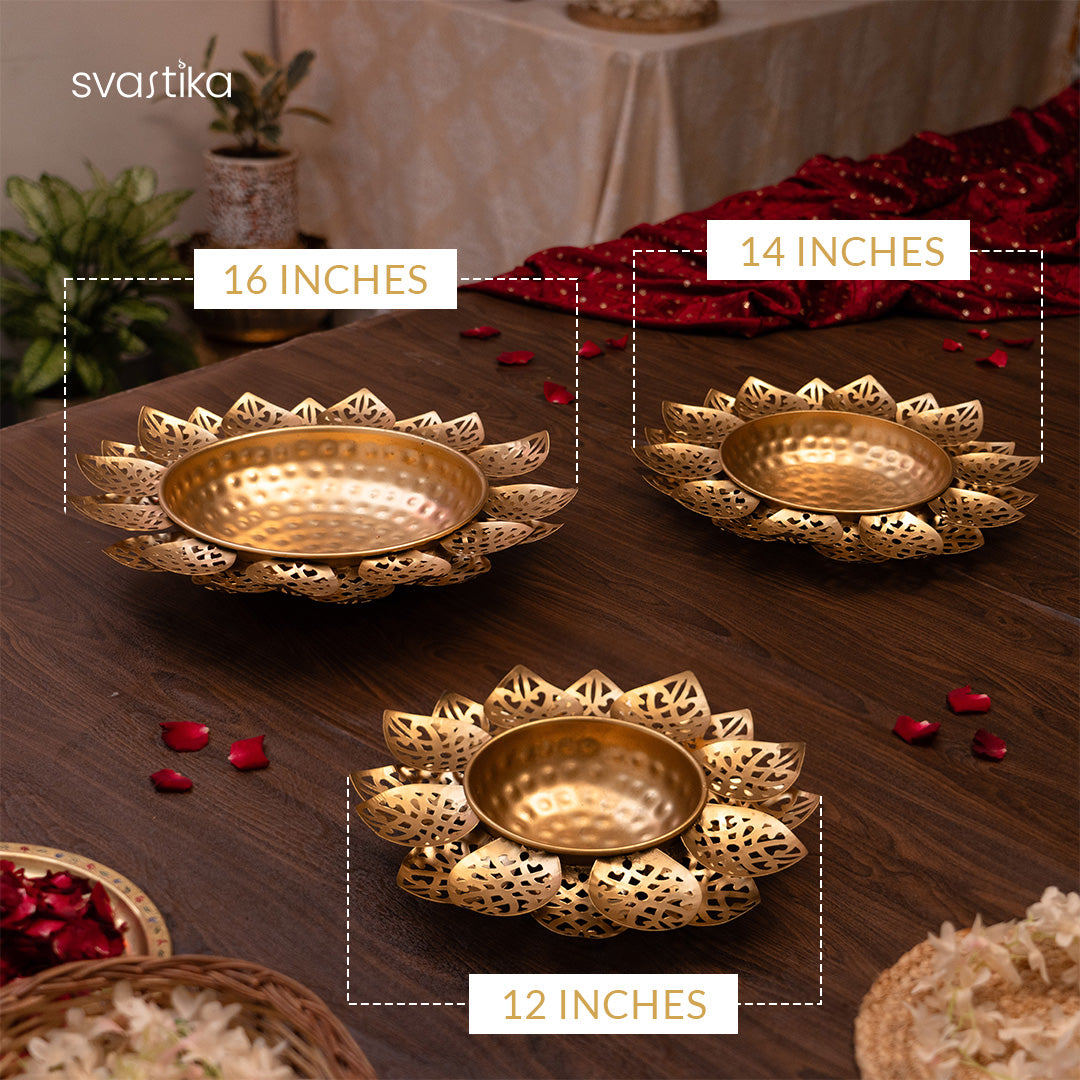 Decorative Lotus Petal Urli Bowl Set (Set of 3)