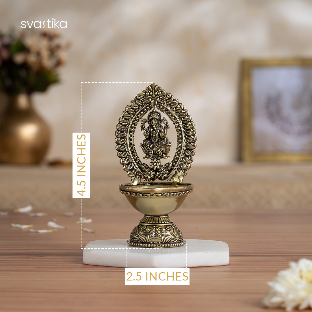 Divine Brass Ganesha Diya (4.5 Inch)