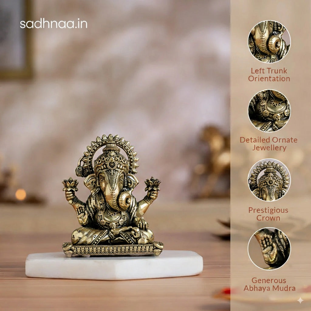 Brass Dagdusheth Ganpati Murti (4 Inch)