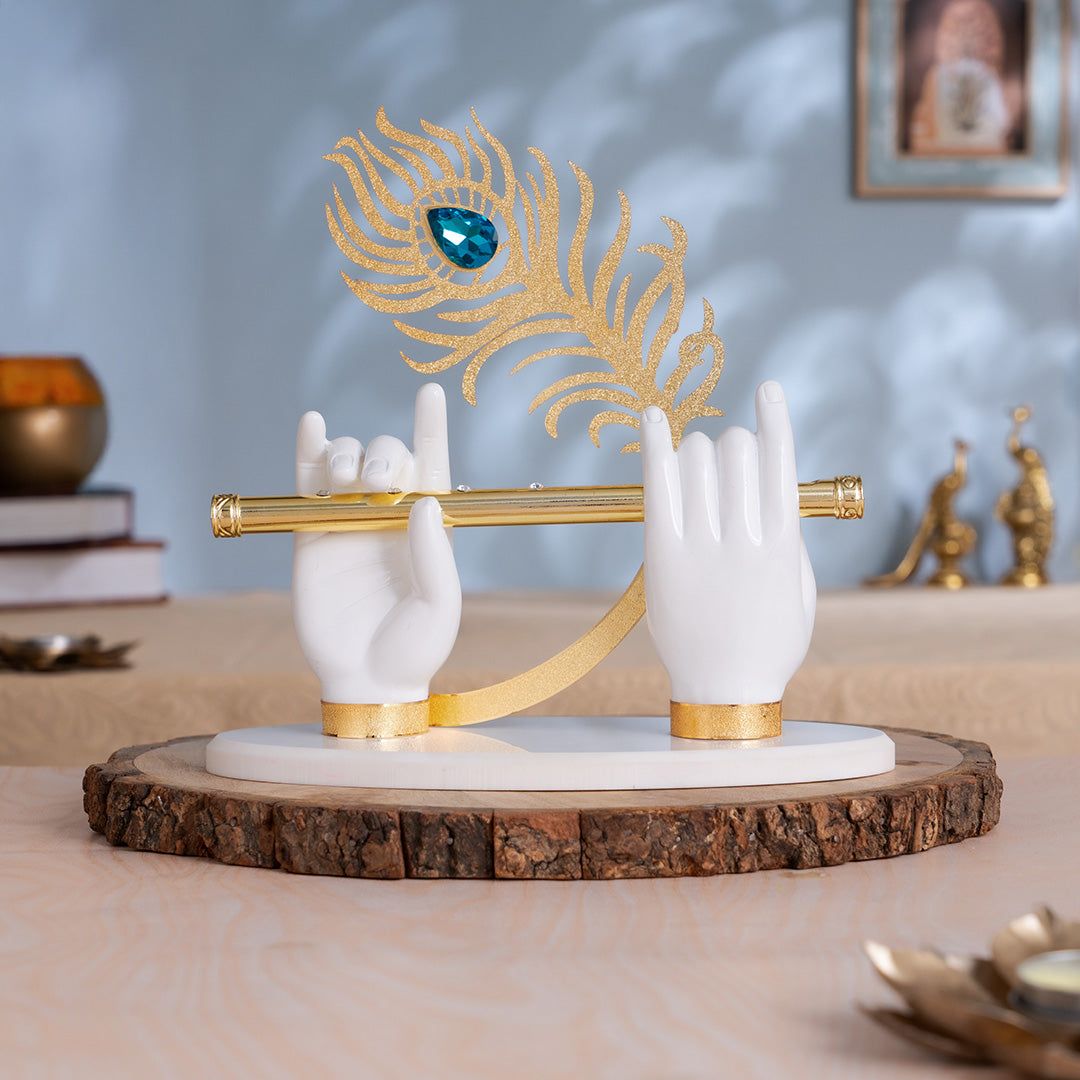 Lord Krishna's Divine Hands Idol - Gold Plated (9 Inch)