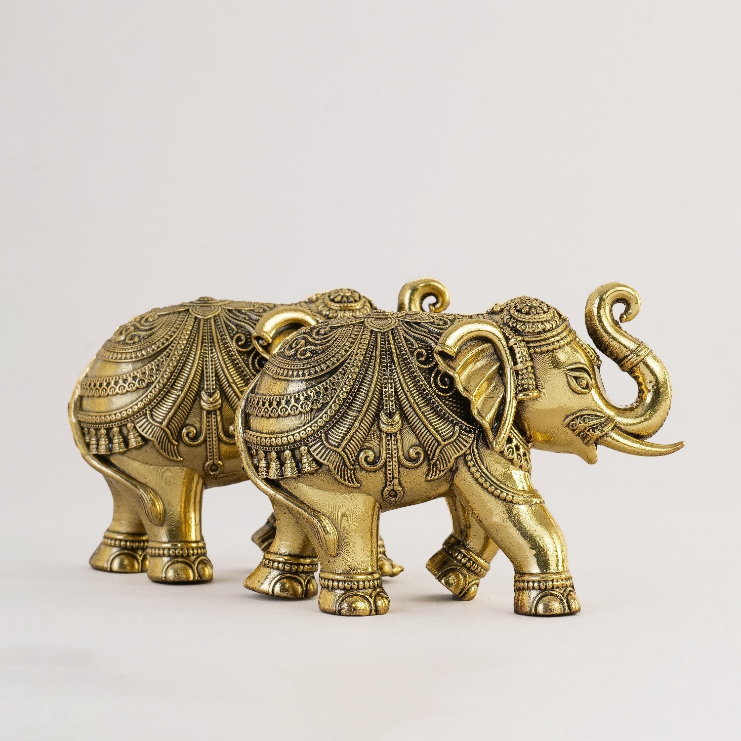 Brass Mini Elephant Pair 3" Artisan – Handcrafted Decor & Vastu Showpiece