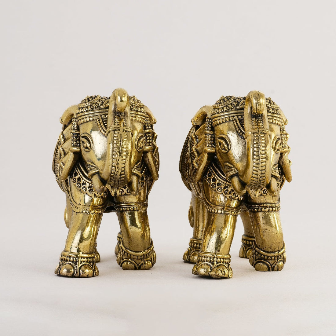 Brass Mini Elephant Pair 3" Artisan – Handcrafted Decor & Vastu Showpiece