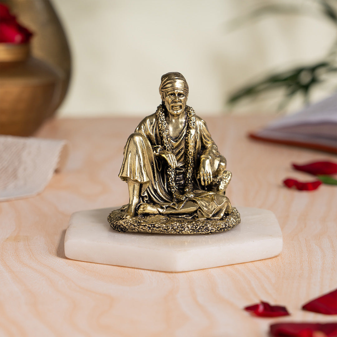 Sitting Brass Sai Baba Murti (3 Inch)