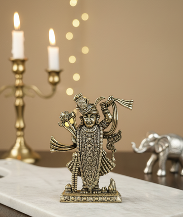 Brass Lord Venkateswara (Balaji) Idol – Handcrafted Hindu God Statue for Home Temple, Spiritual Decor & Gift