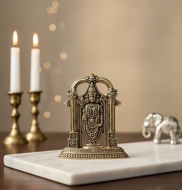 Brass Lord Venkateswara (Balaji) Idol – Tirupati Balaji Statue for Home Temple & Spiritual Decor