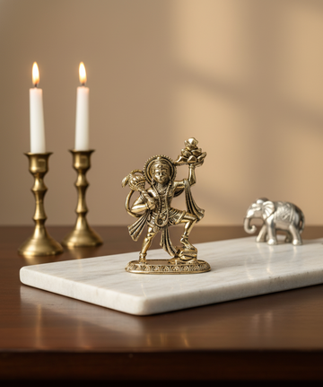 Antique Brass Lord Hanuman Idol – Spiritual Hanuman Statue for Home Temple, Office & Decor
