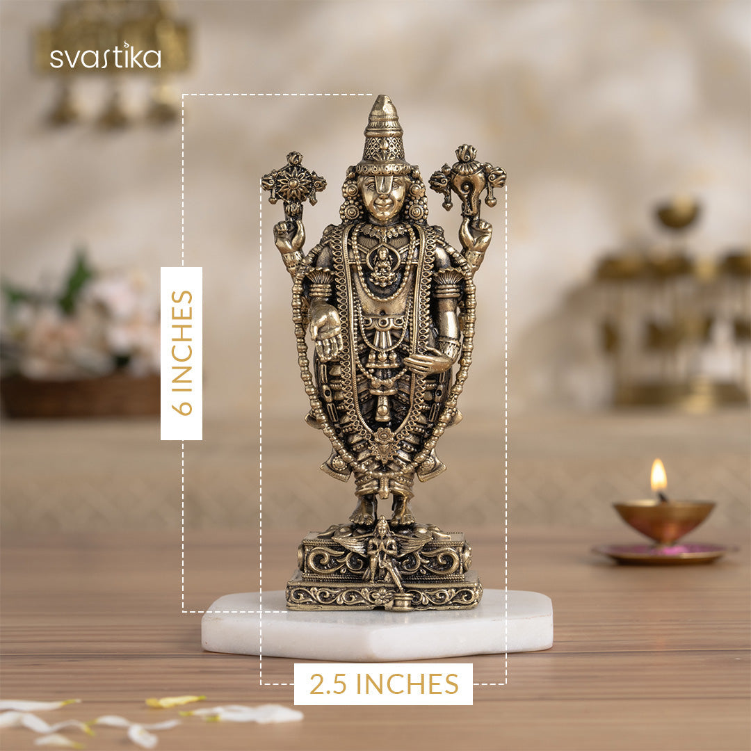 Brass Tirupati Balaji Idol (Venkateshwara) with Garuda Base (6 Inch)