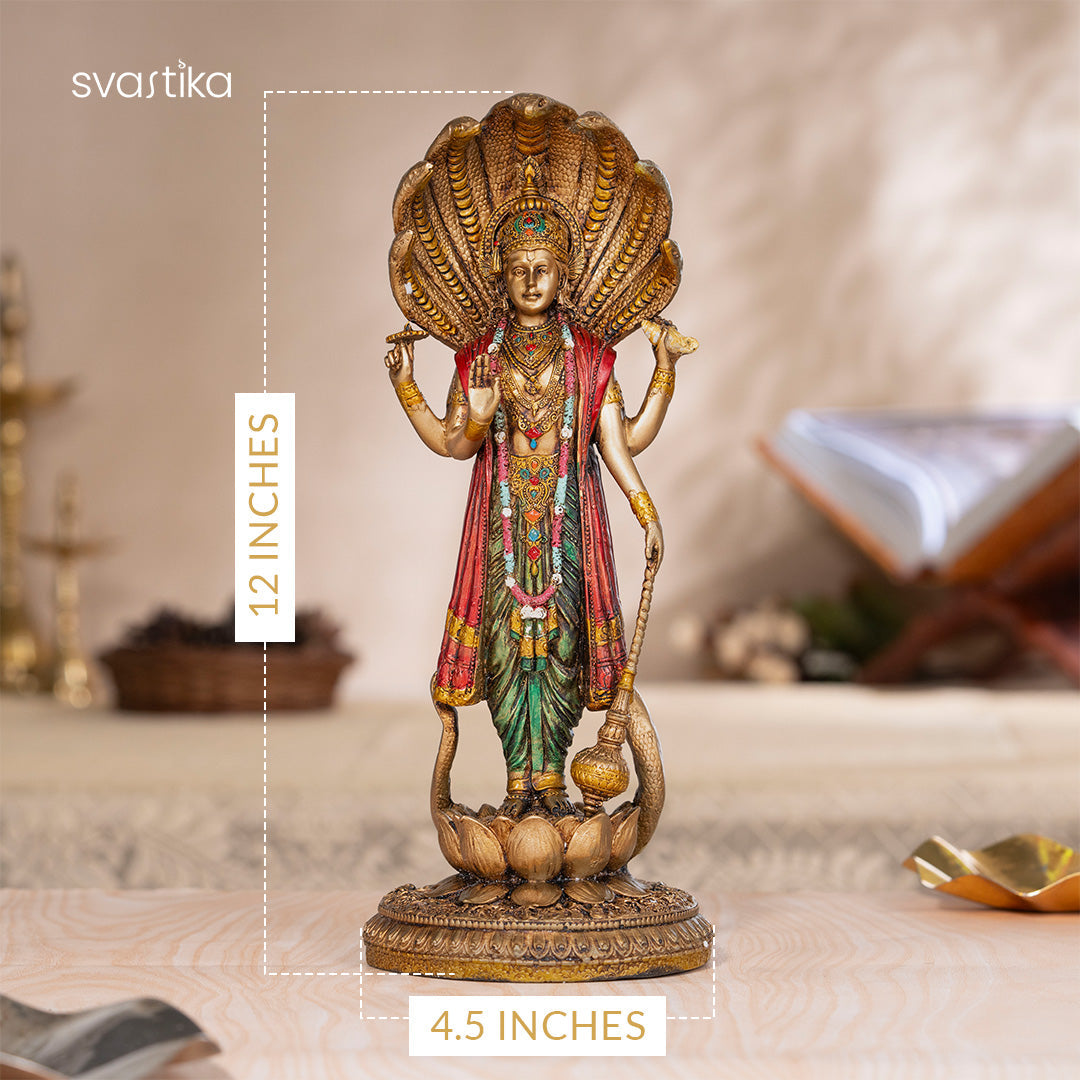 Lord Vishnu Standing Antique Idol (12 Inch)